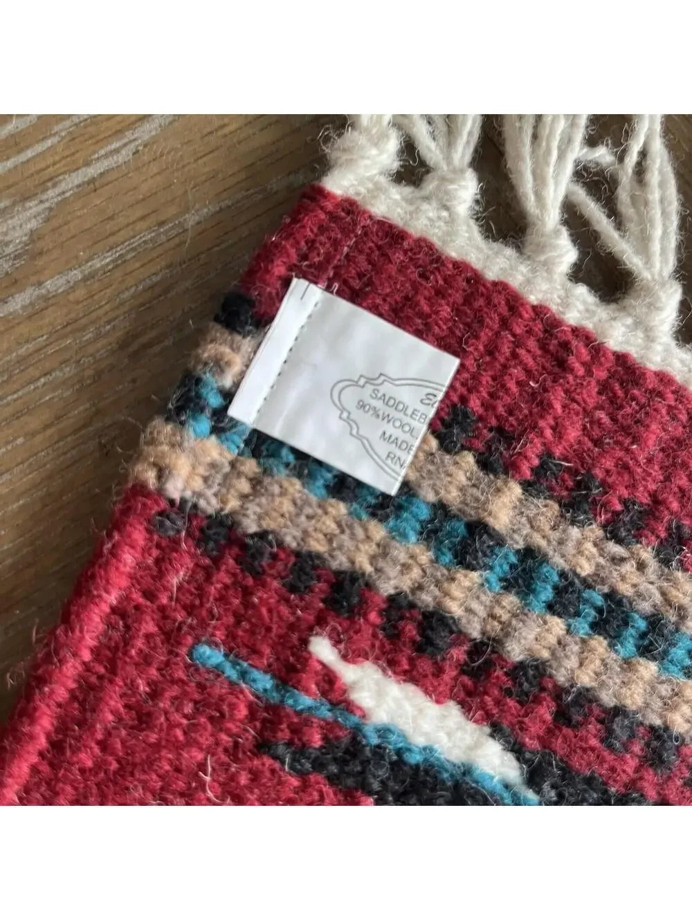 El Paso Blanket Company Woven Table Rug Fringe 90% Wool 15” X 10.5